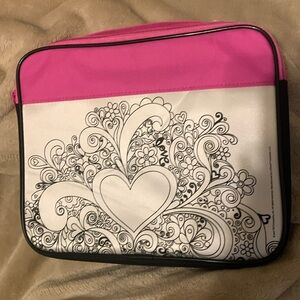 Artistic iPad Tablet Case in Black/Pink/White with Zipper and Handle